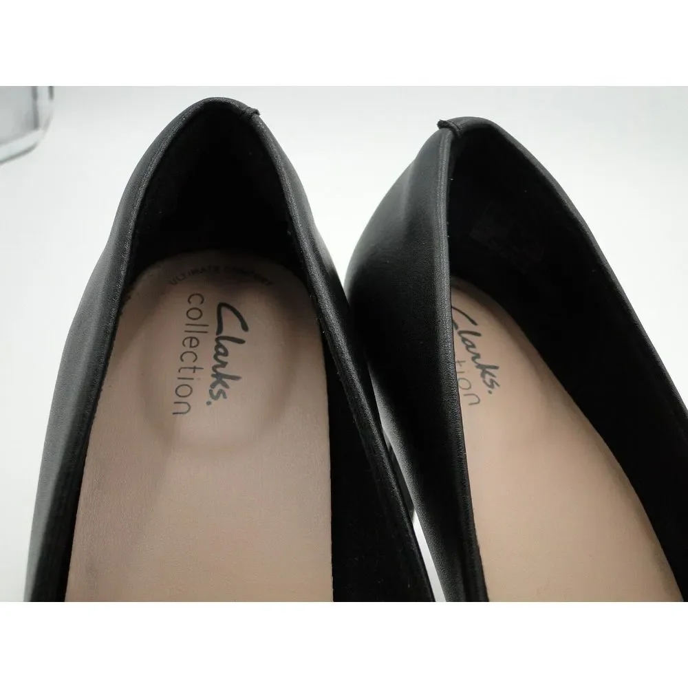 Clarks Adriel Viola Black Leather Platform Dress Shoes Pumps Heels Women's 9.5 M